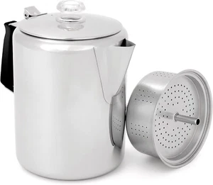Portable 12-Cup Camping Coffee Maker with Cool-Touch Handle - Manual Brew - Picture 1 of 4