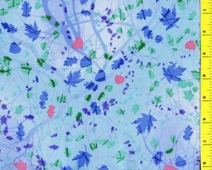Blau rosa und grüne Blätter auf hellblau Meterware CSHLEA04685 - Bild 1 von 1
