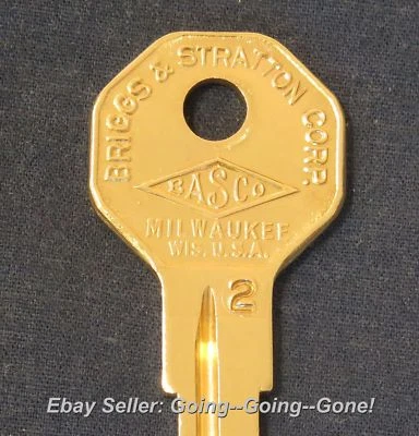 OEM BASCO BRIGGS HARLEY & INDIAN MOTORCYCLES KEY BLANK 1930-1969 1098L B3 BRASS - Image 1 of 4