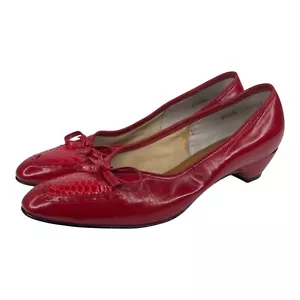 Vintage Thos Cort Ltd. Damen Leder schmal Größe 8,5 AAA rot Pfennigabsatz - Bild 1 von 8