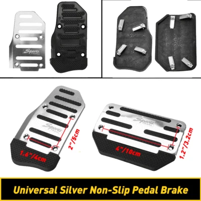 2 PCS Silver Car Automatic Gas Accelerator Brake Pedals Cover Non Slip Pad Parts - Image 1 of 4