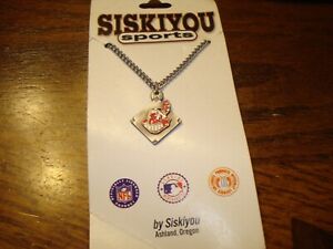 Cleveland Indians Necklace w/ Logo Siskiyou Clevland Pewter Charm