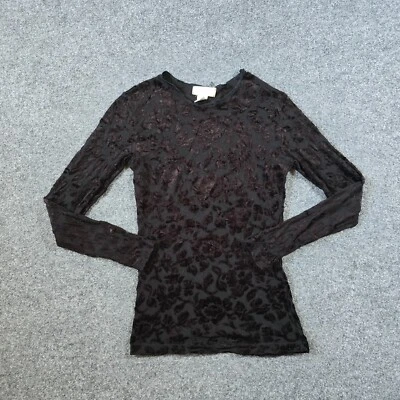 Top Tricot Vintage Express Mujer Mediano Negro Floral Terciopelo Burnout Grunge Bruja Foto 1 de 4