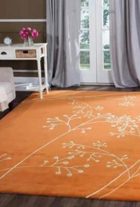 Rectangular shaped Orange-orchid Hand-Tufted 100% Wool Handmade Area Rugs. - Picture 1 of 3