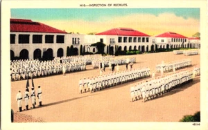 Inspection of recruits military navy boot camp white uniforms postcard a53 - Picture 1 of 2