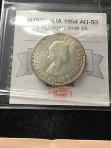 1954 Australia ; Florin , Coin Mart Graded**AU-50** KM# 55 - Picture 1 of 8