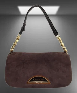 Christian Dior Suede One Shoulder Bag Handbag Purple Maris Pearl Ladies - Picture 1 of 9