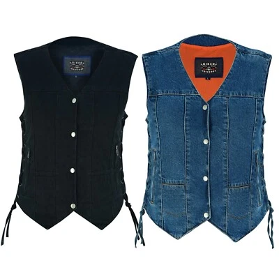 Mujeres Chaleco Denim Premium Jeans Chaleco con Cordones Laterales y Bolsillos Armería S-5XL Foto 1 de 2