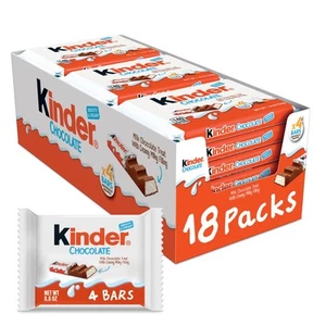 Kinder Chocolate, 18 Four Count Packs, Milk Chocolate Bar with Creamy Milky F... - Foto 1 di 8