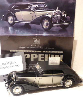Franklin Mint: Maybach Zeppelin v. 1939 , schwarzsilber , M 1:24 , Doku , o. OVP - Bild 1 von 4