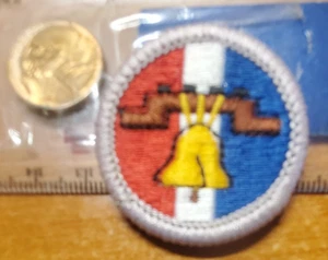 BSA Citizenship in the Nation Merit Badge, 1992-current, large bell (r/w/b) - Picture 1 of 2