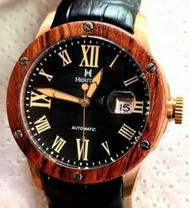 Heritor Automatic Mens Watch Wooden Bezel Full Warranty - Picture 1 of 4