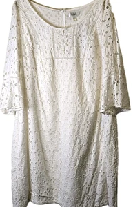 Abito vestito bianco fienile tg 20 occhielli pizzo foderato 3/4 campana slv femminile cottagecore - Foto 1 di 15