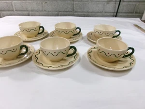 Juego de 6 tazas y platillos de gallo verde Metlox Poppytrail - Imagen 1 de 8