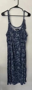 Lauren Ralph Lauren Paisley Sleeveless Ballet Nightgown Women Plus 2X Blue - Picture 1 of 11