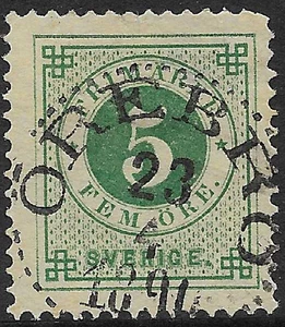 1878 Suecia Sg 18d 5o Gris-Verde (P 13) Bien Centrado Orebro Cancelar Buen Usado - Imagen 1 de 2