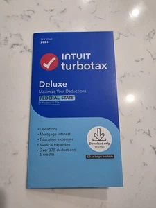 Intuit Turbotax Deluxe 2024 Federal & State & 5 Free Federal E-Filings - Picture 1 of 3