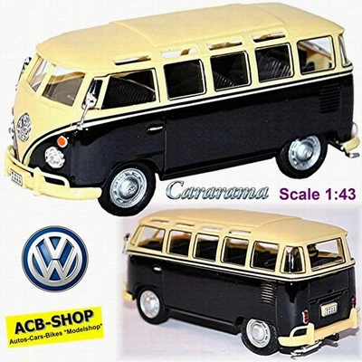 VW Volkswagen T1 Samba Bus 1951-67 Negro + Crema 1:43 Cararama - Imagen 1 de 4
