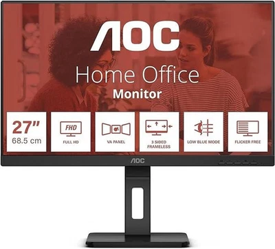 Aoc 27E3QAF 27 " 1920 X 1080 Pixels Full Hd Ips Panel Hdmi Vga Displayport Heigh - Image 1 of 2