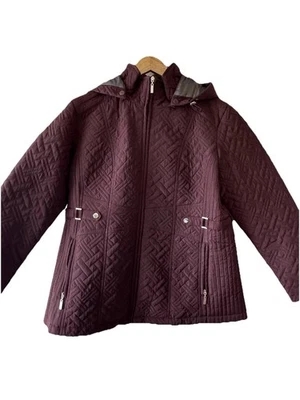 Casaco feminino Giacca acolchoado com capuz com zíper marrom tamanho XL com capuz removível - Imagem 1 de 4