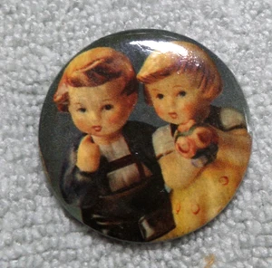 Vintage Artisan Picture Button CUTE CHILDREN Signed Don Lanier - Picture 1 of 4