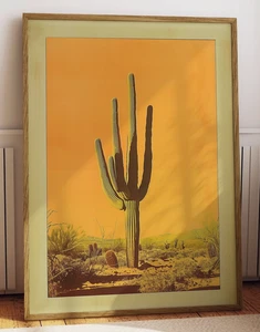 Saguaro Kaktus Poster - Vintage Wüste Botanisches Wandbild - Retro Wohndeko - Bild 1 von 5