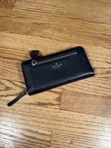 Kate Spade New York Wallet Chester Street Neda Pebbled Zip Leather Black - Picture 1 of 10
