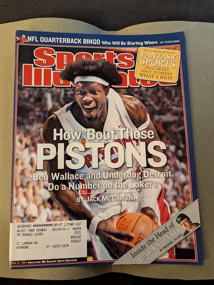 Capa de revista Ben Wallace Detroit Pistons NBA SI Sports Illustrated 2004 - Imagem 1 de 1