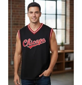 Camiseta sin mangas vintage años 90 BOOM Chicago XXL negra roja acrílica estilo retro Bulls - Imagen 1 de 8