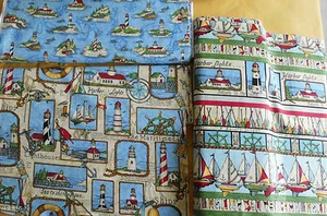 Patchworkstoff (€22/m²) 0,3 m Leuchttürme Segelschiffe 1,1m breit - Imagen 1 de 5