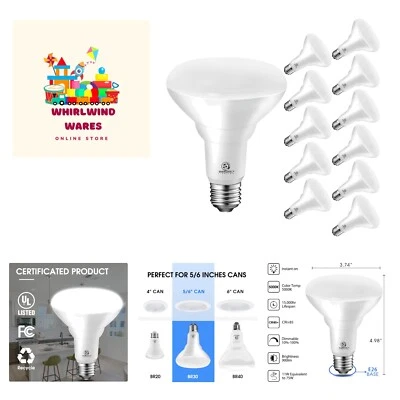 Energetic 12 Pack 75W LED Recessed Light Bulb, Dimmable, 900 Lumens, Daylight... - Image 1 of 4
