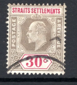 Malaya Straits 1904 sg 134 30c grey & carmine fine used cat £4.50 - Picture 1 of 1