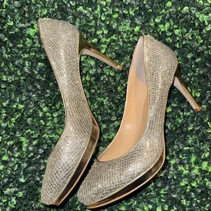 Ivanka Trump Pointed Toe Shoe Pump Stiletto Heel Kaydena Glitter Gold Size 12M - Picture 1 of 15