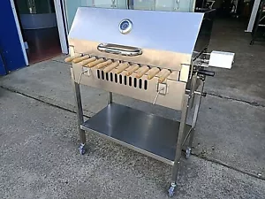 NEW STAINLESS STEEL CYPRUS BBQ SOUVLA SPIT ROTISSERIE With HOOD - Picture 1 of 8