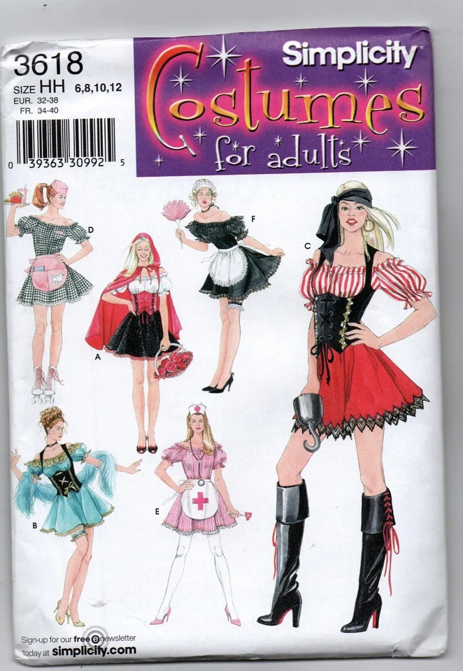 NEW SEWING PATTERN SIMPLICITY 3618 MISSES SEXY DRESSES COSTUMES HALLOWEEN - Image 1 of 3