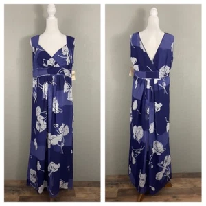 NEW Coldwater Creek $139 Dress Size 14 Purple Floral Maxi Long Lined Flowy Poppy - Picture 1 of 12