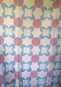 Edredón Hecho a Mano Cosido Flores de Campo Azul Rosa 75"x101" Cama Cottagecore - Imagen 1 de 11