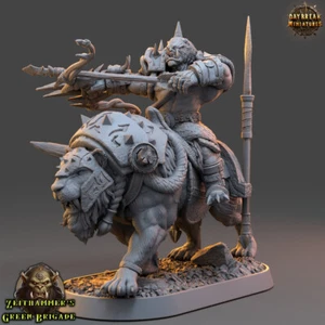 Orc Zwoop Zauber on Cutter Cat - Wargaming Miniatures Fantasy Monster 32mm - Picture 1 of 3