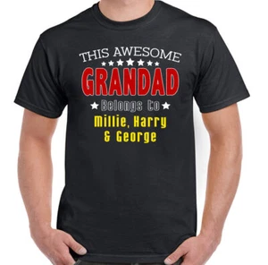 Awesome Grandad T-Shirt Personalised This Belongs To Mens Funny Father's Day - Picture 1 of 2
