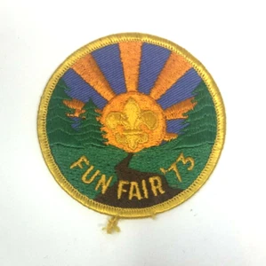 PATCH BSA Boy Scouts Fun Fair '73 1973 Rising Sun Golden Rays Trees - Picture 1 of 2