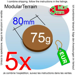 5x 3mm MDF 80mm Round Base Circular Socle Rond War Hammer Infinity Age Of Sigmar - Bild 1 von 7