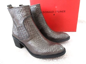 Donald J Pliner Erryn Bronze Snake Embossed Leather Ankle Boots 7.5M – New - Picture 1 of 6