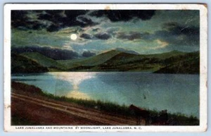 1920's LAKE JUNALUSKA MOUNTAINS NORTH CAROLINA NC MOONLIGHT POSTCARD*CONDITION* - Picture 1 of 2