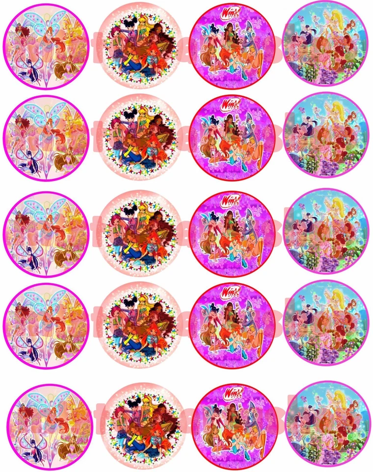 Cialda - Ostia per Cupcakes Winx 20 Dischetti da 5 cm.per i tuoi cupcakes
