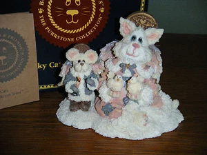 Boyds Purrstone 1999 ~1E FELICITY ANGELPUSS & GEORGE..PEACE ON EARTH~  FELINES   - Picture 1 of 8