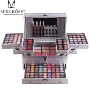 Miss Rose Cosmetic Makeup Kit Eyeshadow Blush Concealer Lipstick Aluminum Case - Picture 1 of 11