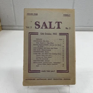 VINTAGE WW2 SALT Australian Army Journal ANZAC Book 1942 Booklet Volume 5 No 2 - Foto 1 di 8