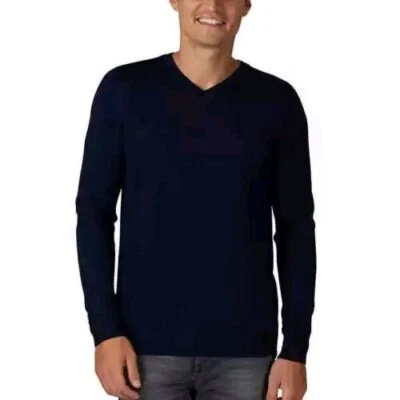 *NUEVO CON ETIQUETAS* Suéter Pullover Tahari Para Hombre Italiano Lana Merino Cuello en V (Azul Marino, XXLGRANDE) Foto 1 de 3
