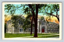 Galesburg IL, Knox College Seymour Library, Illinois c1930 Vintage Postcard