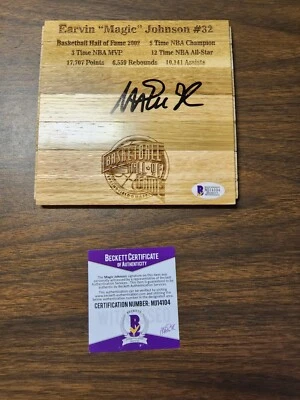 Lakers Magic Johnson Auténtico Firmado 6x6 Floorboard Beckett Certificado de Autenticidad  Foto 1 de 2